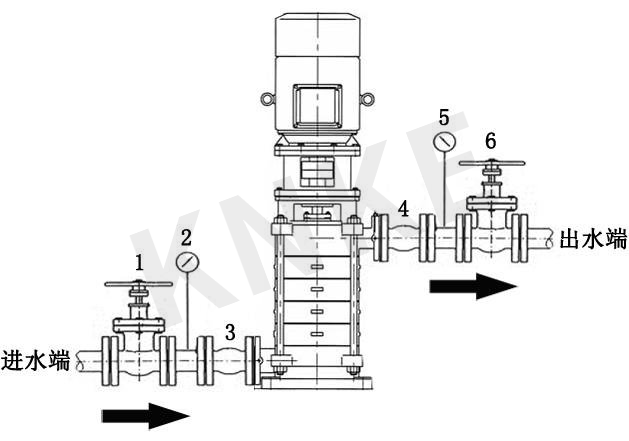 立式多級離心式增壓泵安裝示意圖